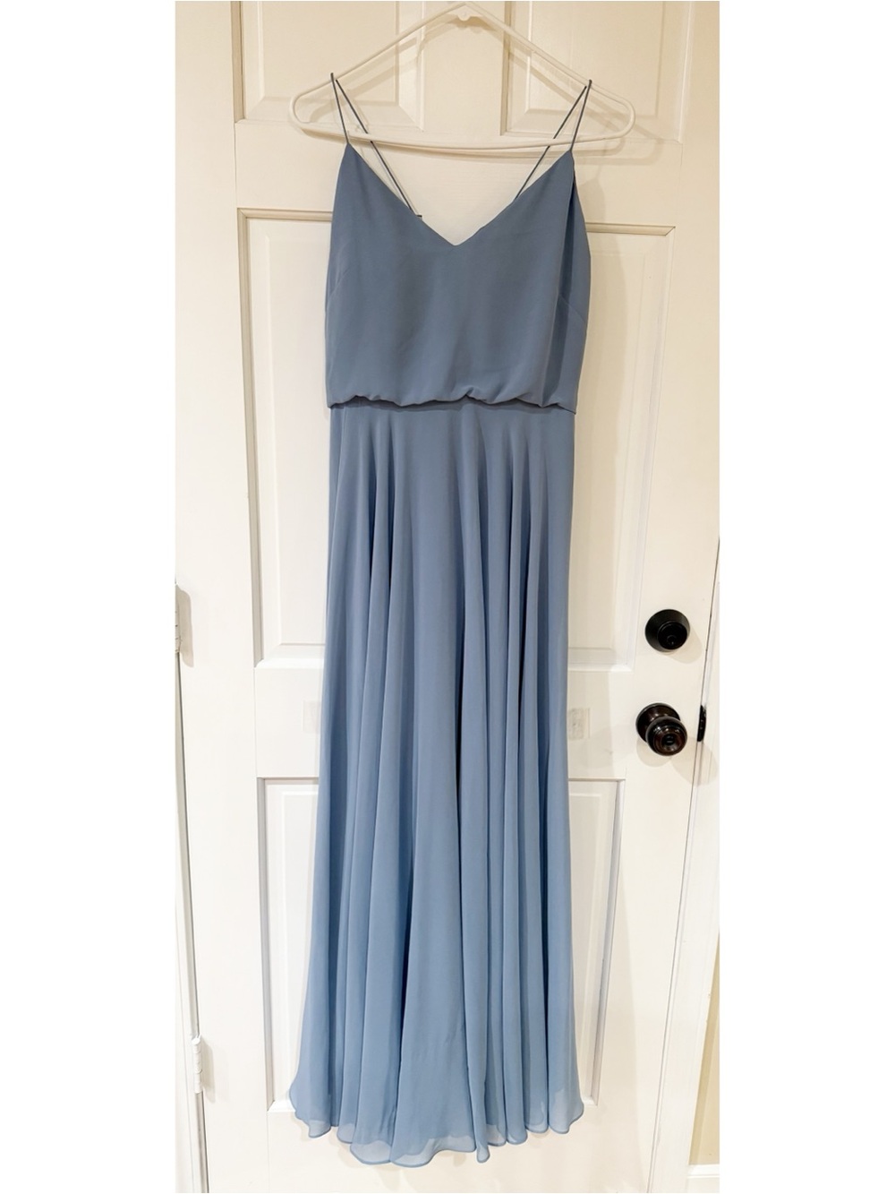 Jenny Yoo Collection Inesse Chiffon Gown | Dusty Blue | Size 10 - Picture 3 of 8
